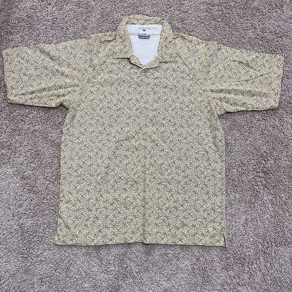 VTG Columbia Polo Shirt Mens Large Yellow Floral Hawaii Palm Tree Peekaboo Golf - Picture 1 of 10